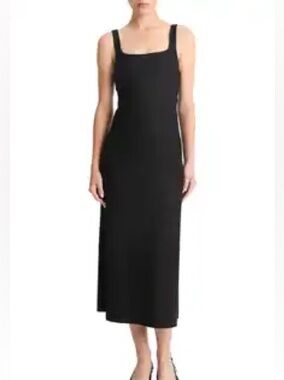Vince Pima Cotton Midi Tank Dress in Black